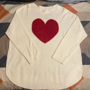 Cozy🥰 Oversized Knitted Sweater W/ Fuzzy Intarsia Heart♥️